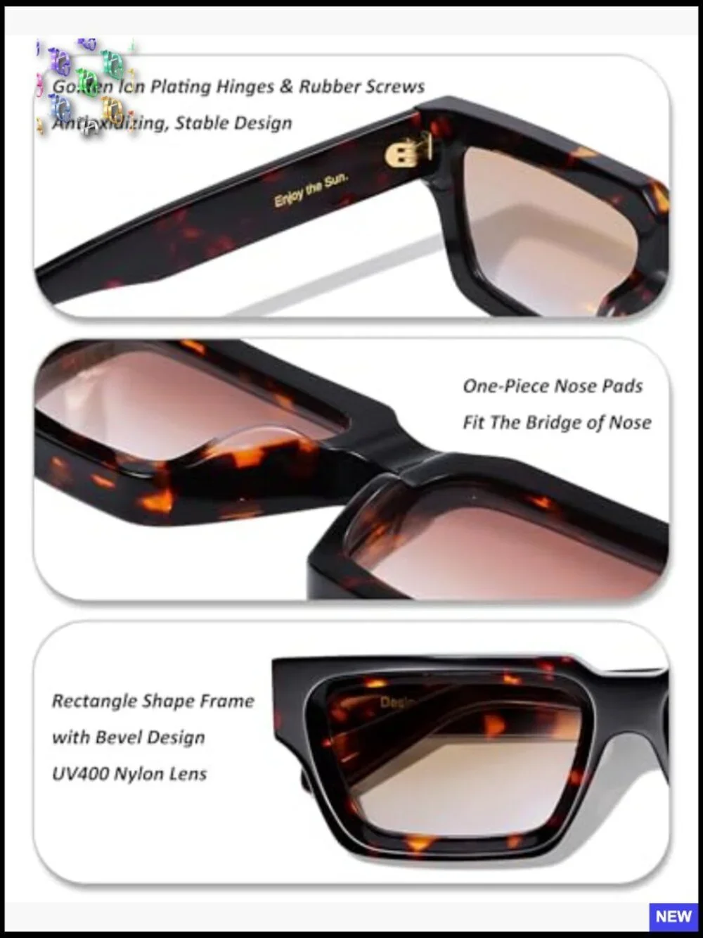 Retro Square Acetate Sunglasses UV Protection Trendy Unisex Stylish Frame